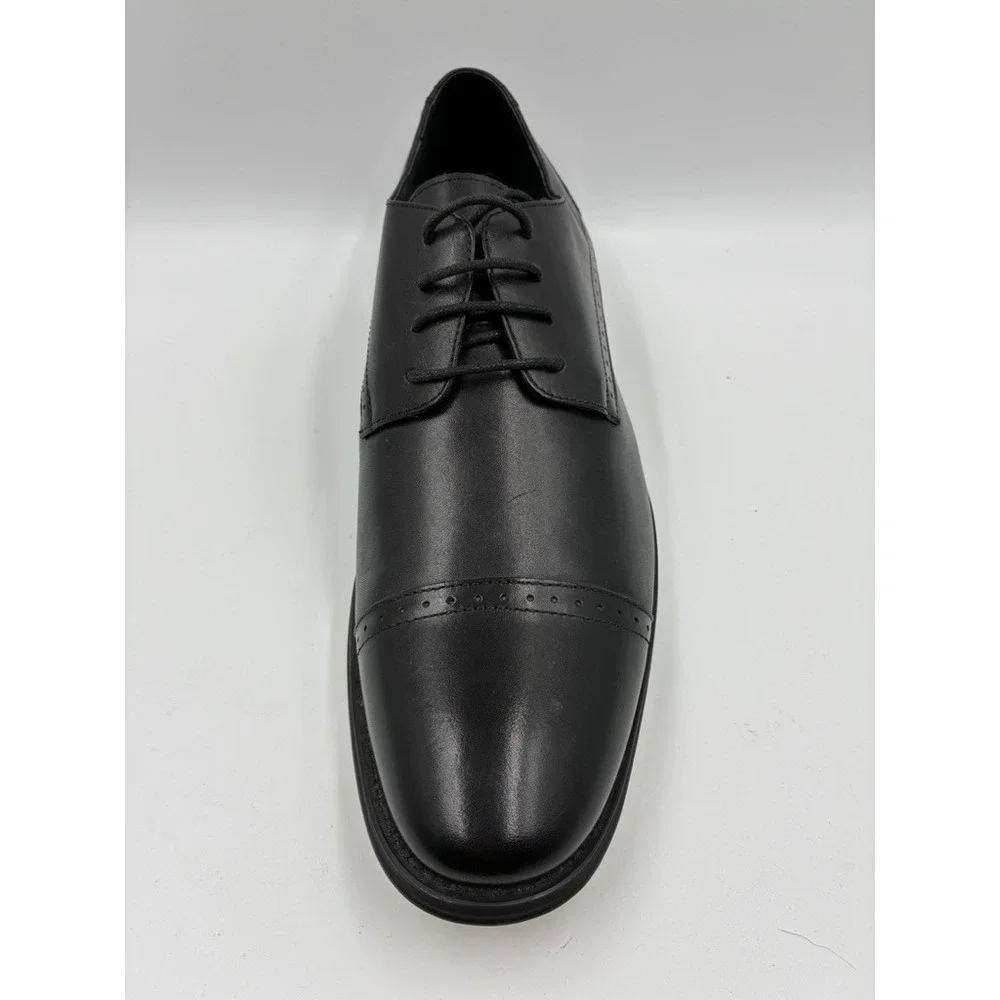 Asher Green Mens Black Cap Toe Oxford Dress Shoes Genuine‎ Leather Size 11 READ